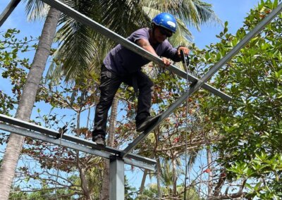 Building the roof of the Local Divers shop