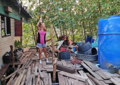 Building the posts for the Local Divers shop.