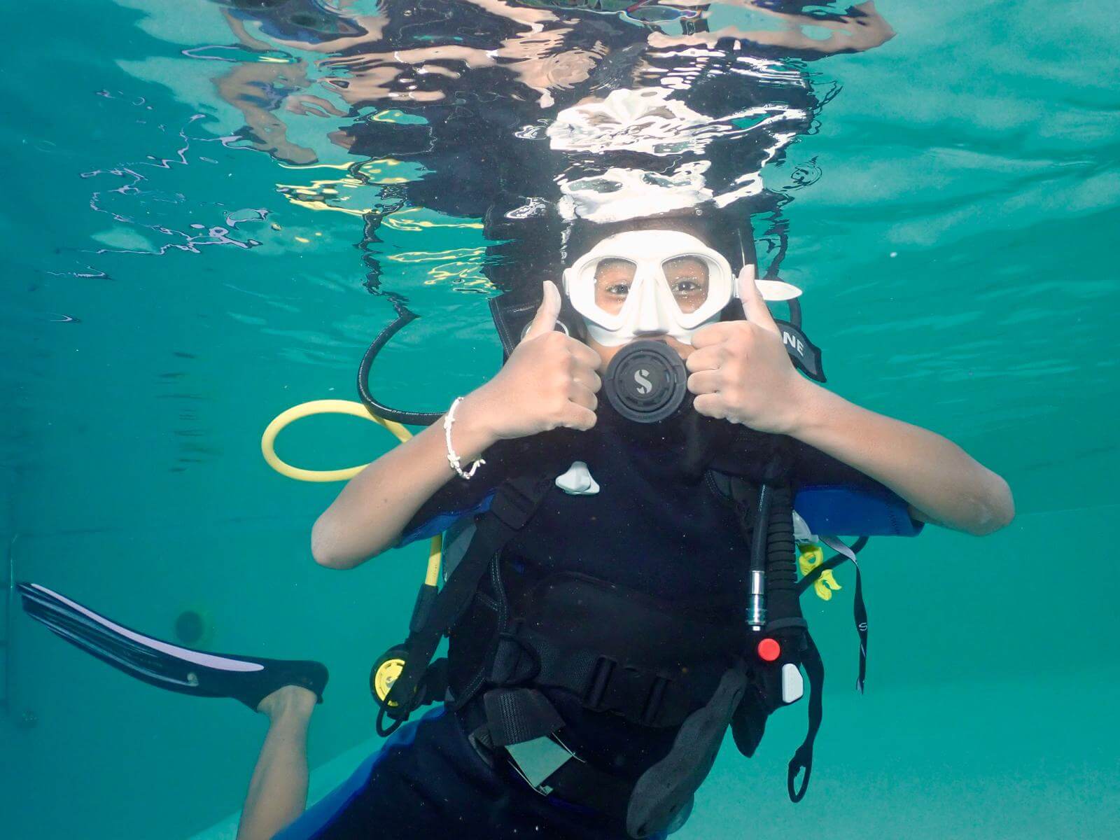 child scuba diving